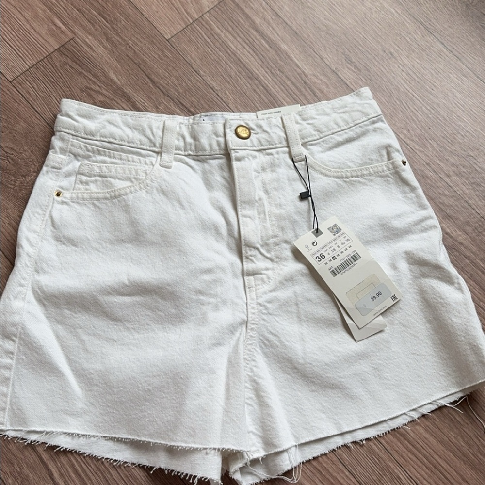 Zara high rise rigid shorts